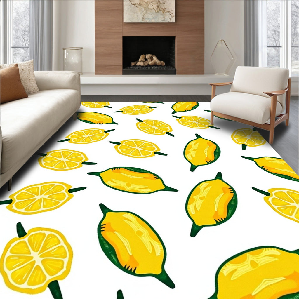 Yellow Citrus Fruit Scattered Arrangement Rug