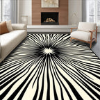 Radiant Black And Cream Sunburst Rug