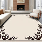 Elegant Dark Floral Corner Border Rug