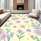 Soft Peach Mint Daisy Floral Field Rug