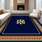 Regal Navy Gold Crimson Monogram Border Rug