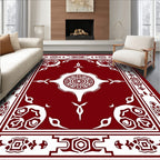Maroon White Ornate Central Medallion Rug