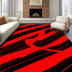 Bold Red Diagonal Stripe Swirl Rug