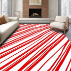 Bold Red White Striped Canvas Rug