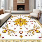 Golden Yellow Red Starburst Medallion Rug