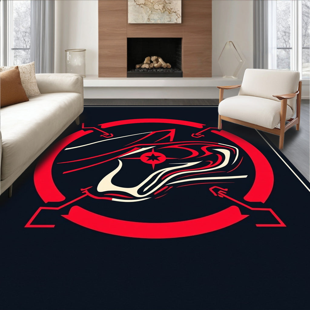 Crimson Red Abstract Swirl Star Rug