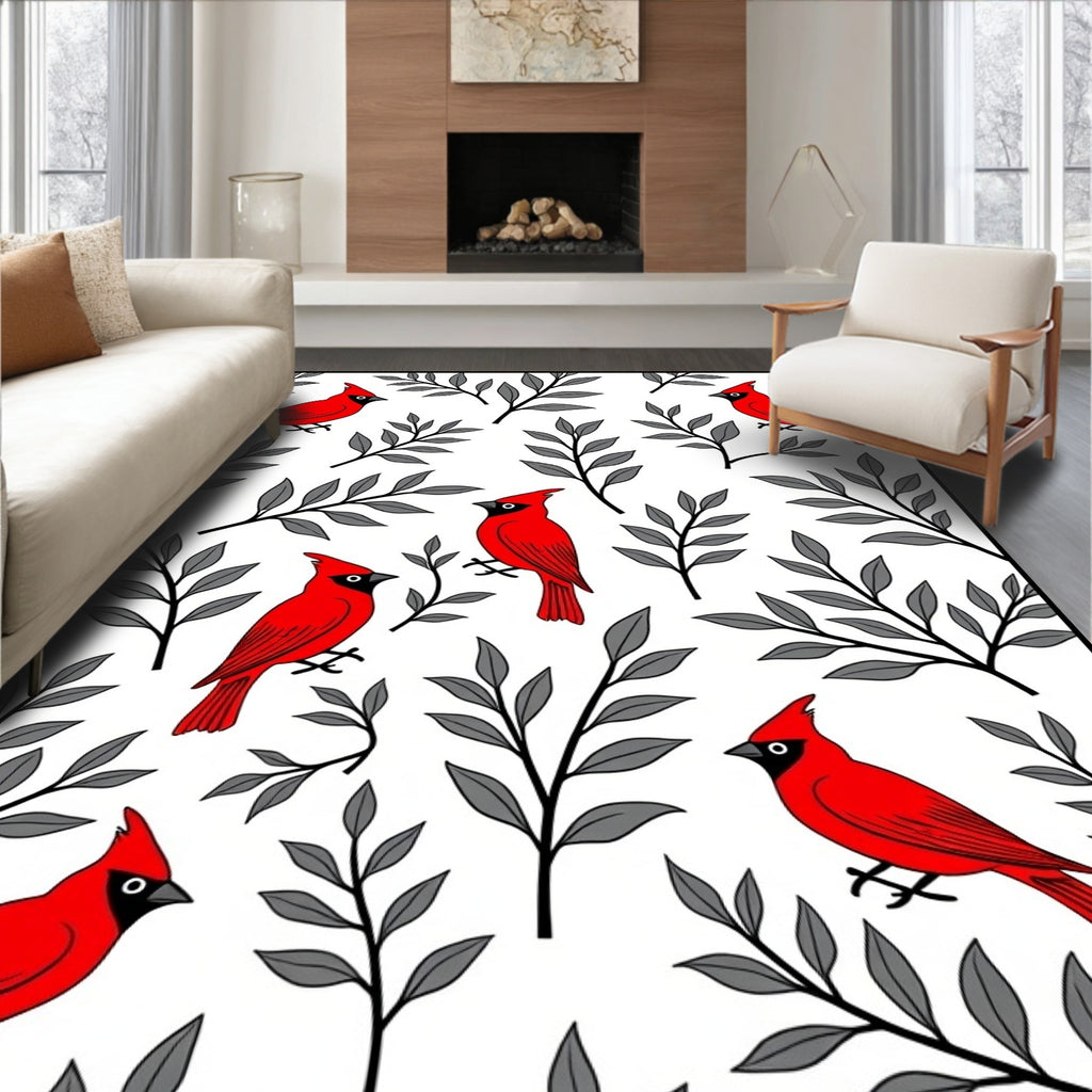 Red Cardinal Floral Twig Rapport Rug