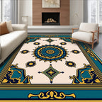Teal and Yellow Medallion Mandala Rug
