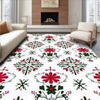 Classic Red Green Floral Symmetry Rug
