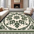 Emerald Leaves Ornate Centerpiece Rug