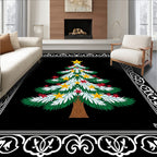 Festive Christmas Tree Star Laurel Border Rug