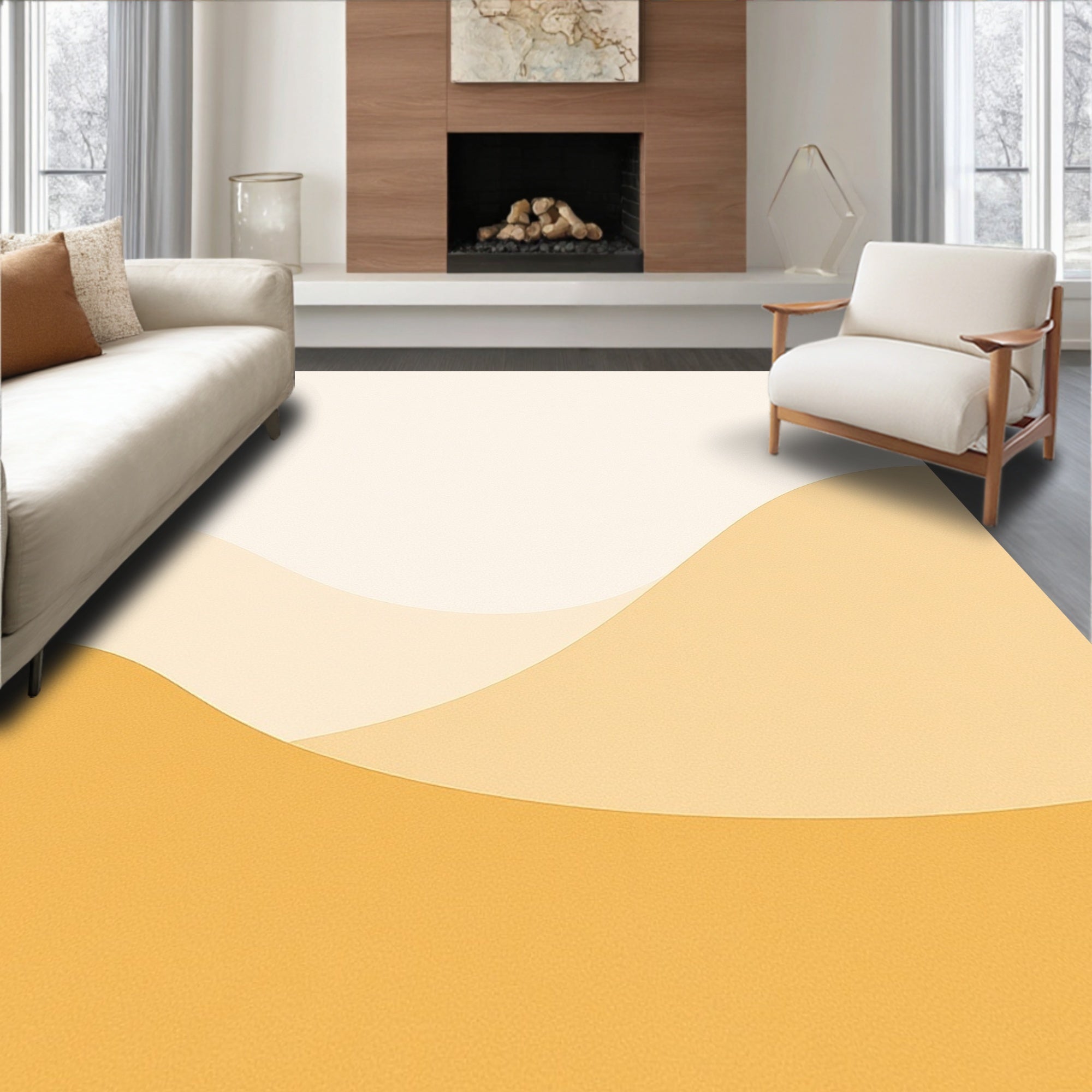 Earthy Dunes Curve Abstract Rug