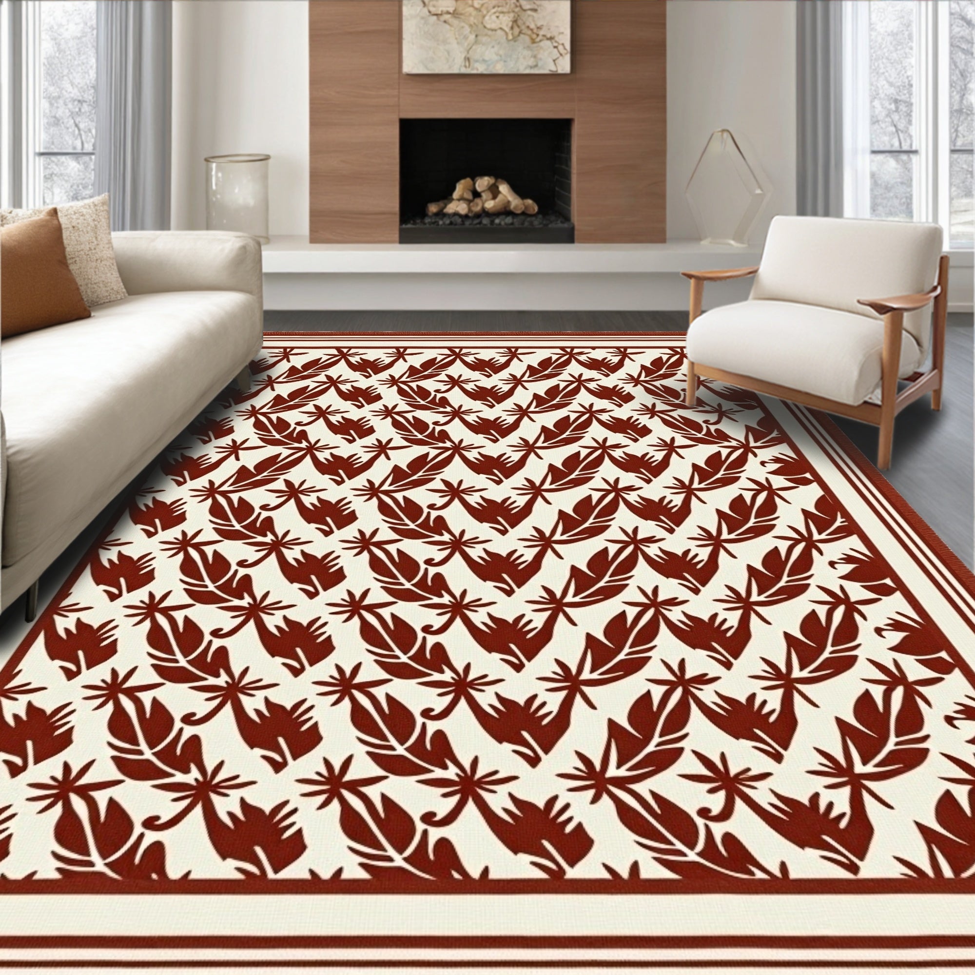 Crimson Feather Tropical Repeat Rug