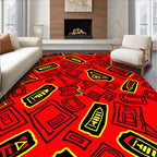 Bold Red Abstract Geometric Shapes Rug