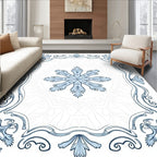Light Blue Art Nouveau Floral Medallion Rug