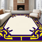 Majestic Blue Yellow Ornament Frame Rug