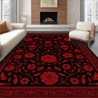 Crimson Skull Rose Gothic Garden Rug