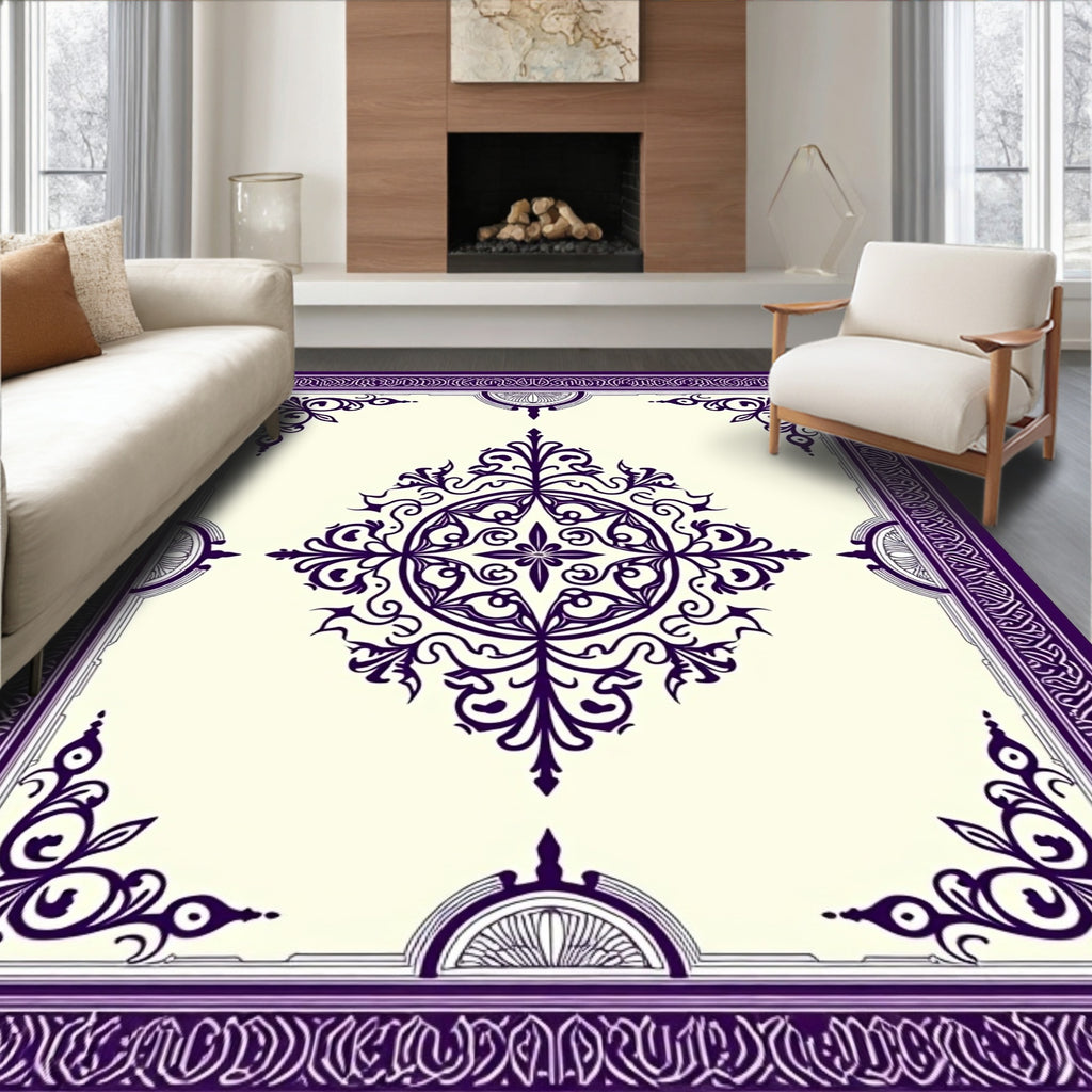 Deep Purple Ornamental Medallion Rug