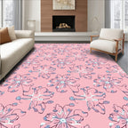 Pink Blue Sketchy Floral Bloom Rug