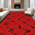 Crimson Red Holly Bow Snowflake Net Rug