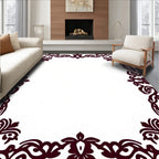 Dark Red Floral Scroll Border Rug