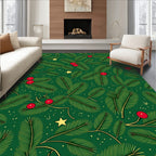 Festive Green Pine Star Holly Rug