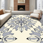 Gray Cream Floral Mandala Rug