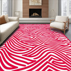 Crimson Wavy Lines Abstract Rug