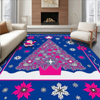 Fun Santa Pink Christmas Tree Rug