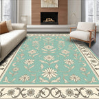 Aqua Cream Floral Arch Border Rug