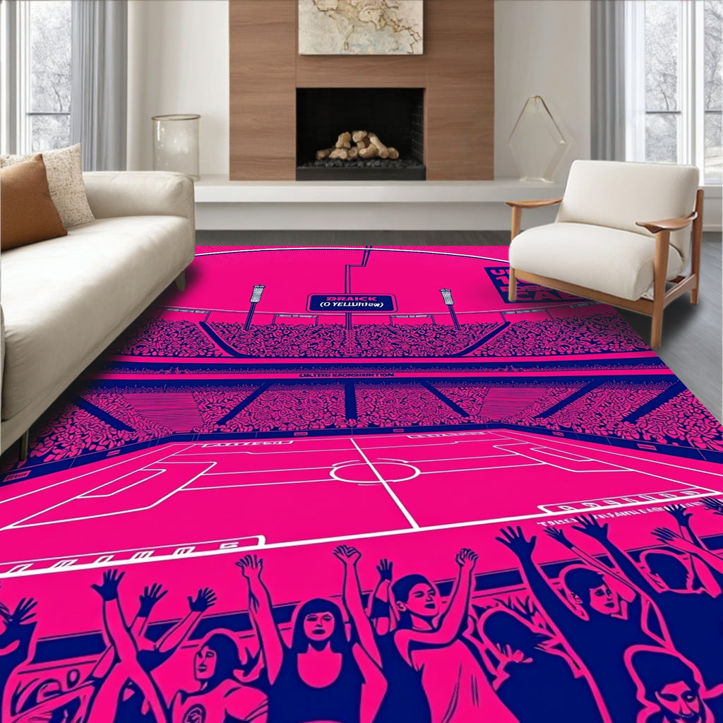 Stadium Crowd Radiant Pink Blue Rug