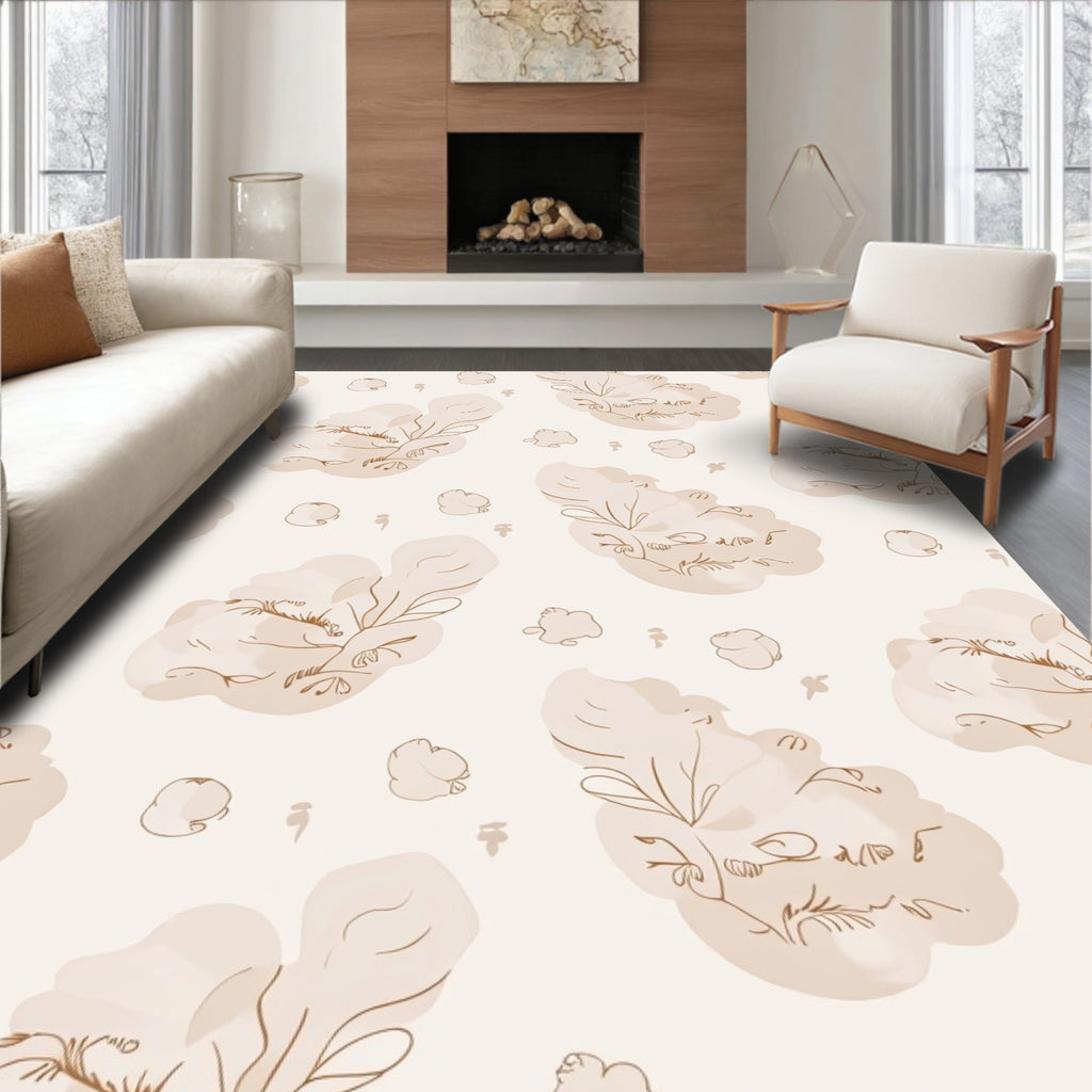 Earthy Botanical Watercolor Cloud Rug