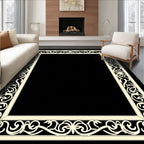 Cream Elaborate Scroll Border Rug