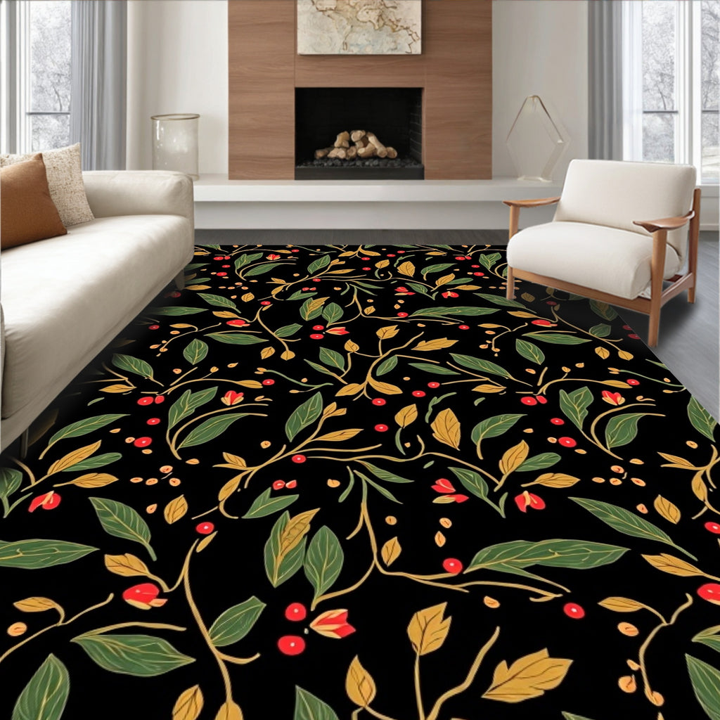 Dark Botanical Garden Berry Rug