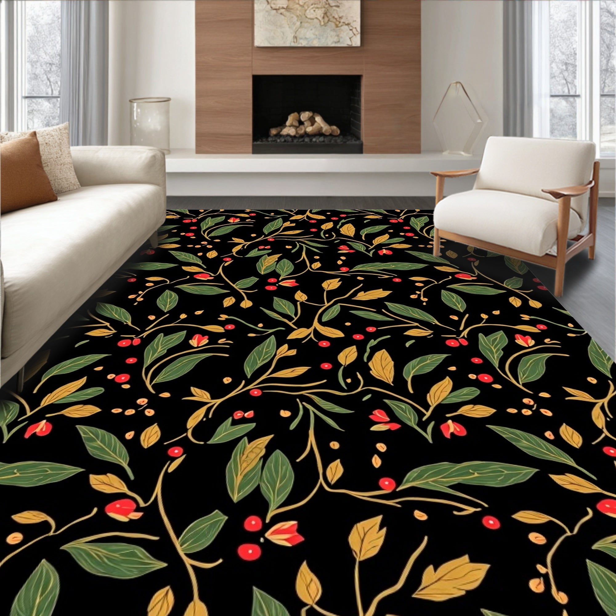 Dark Botanical Garden Berry Rug