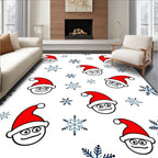 Whimsical Santa Faces Snowflake Shower Rug