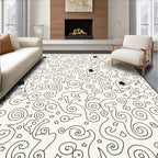Whimsical Ghost Swirl Star Black and White Rug