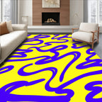 Vibrant Yellow Purple Swirl Rug