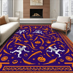 Orange Halloween Skeleton Pumpkin Border Rug