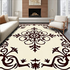Brown Floral Scroll Medallion Rug