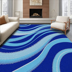 Deep Blue Ocean Wave Abstract Rug