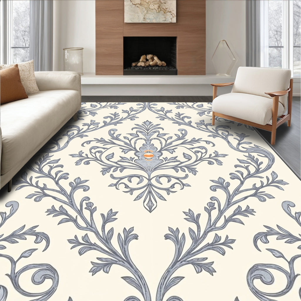 Cream Slate Floral Acanthus Rug