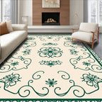 Elegant Teal Floral Scrollwork Rug