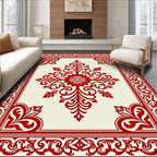 Crimson Floral Medallion Courtly Rug