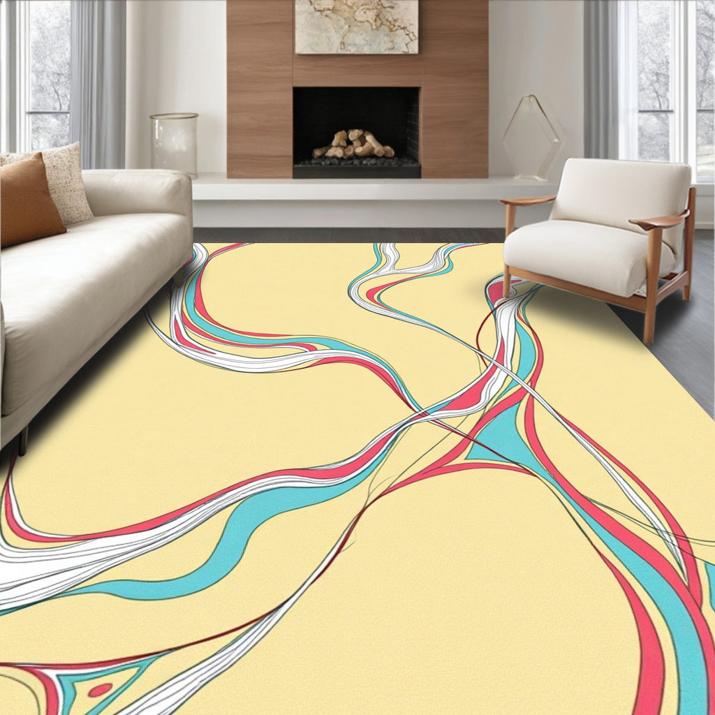 Flowing Pink Turquoise Abstract Waves Rug