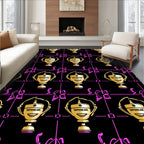 Golden Trophy Geometric Black Rug