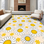 Daisy Meadow White Yellow Floral Rug