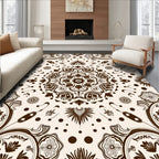Dark Brown Floral Mandala Medallion Rug