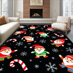 Cute Christmas Gnomes Snowflake Candy Canes Rug