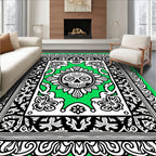 Vibrant Black White Skull Sun Rug